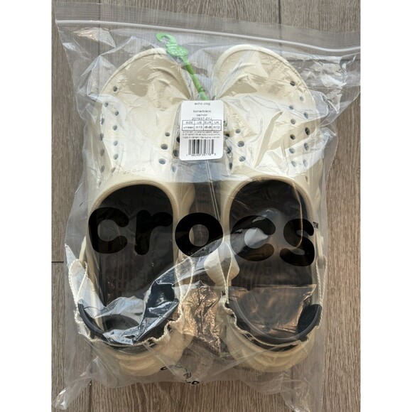 Crocs Echo Clog Bone / Black 207937-2YJ Men’s Size 13 Utility Clogs New - Picture 8 of 8
